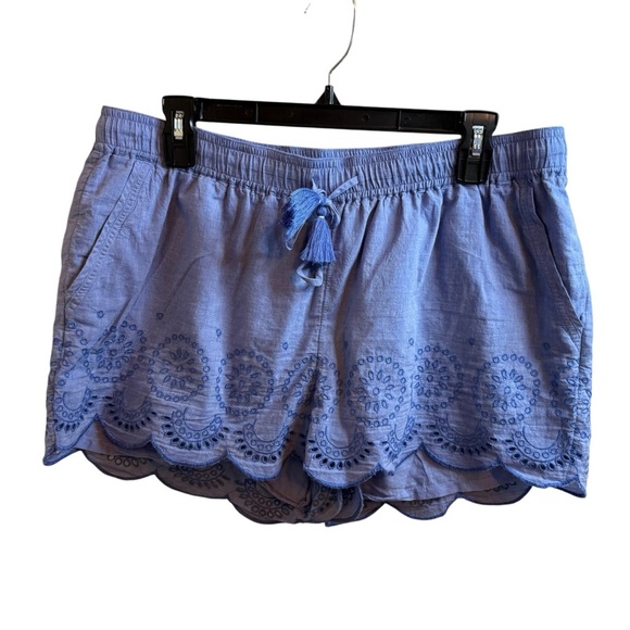 Vineyard Vines Blue Scallop Bottom Eyelet Pull On Shorts - Picture 1 of 6
